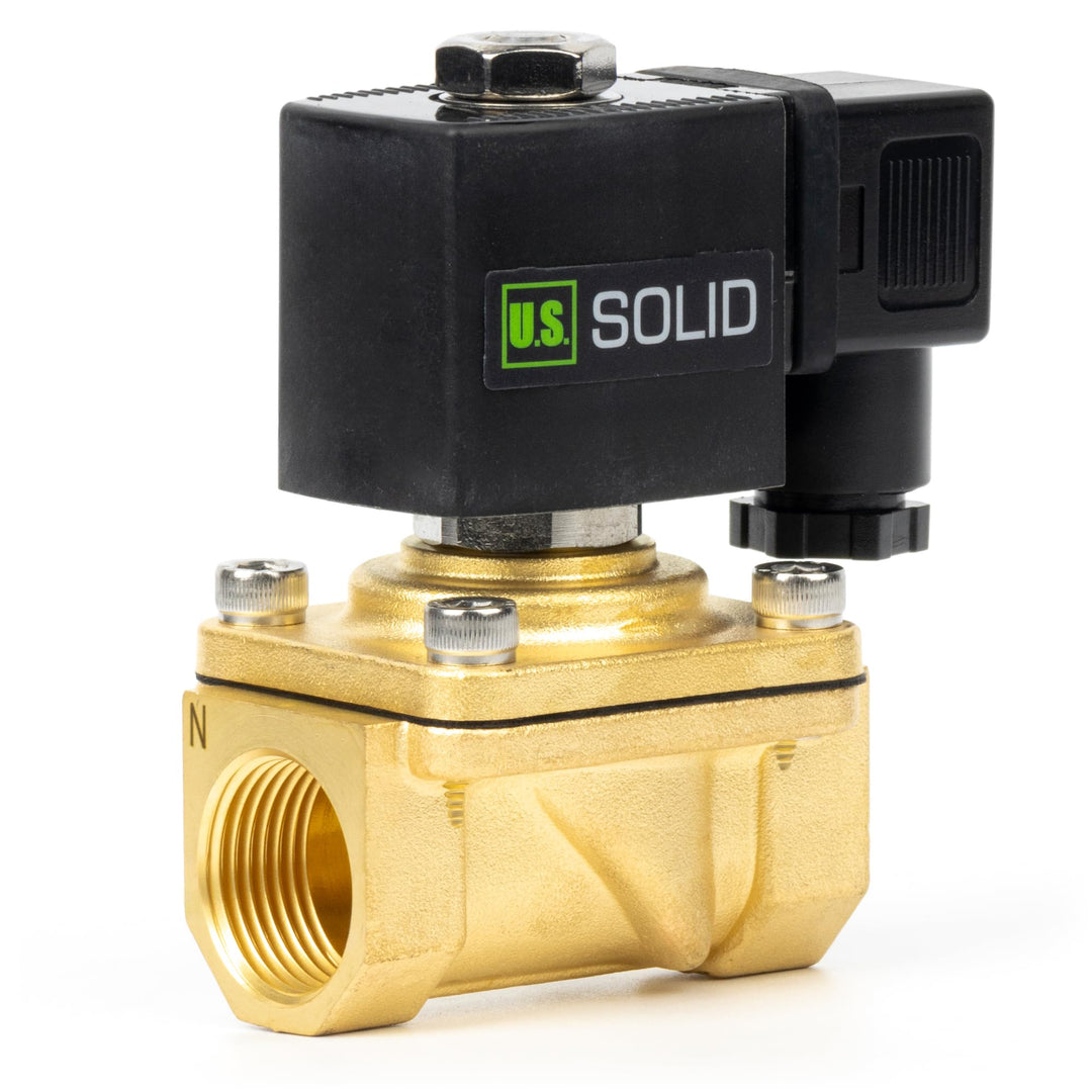 U.S. Solid 3/4" Magnetventil - Messing DC 12V mit Viton-Dichtung, stromlos geschlossen, Anschlussdos