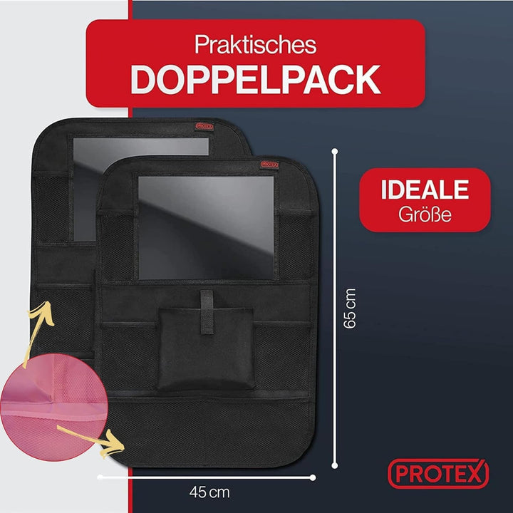 PROTEX© Rückenlehnenschutz Organizer [Testsieger 2025] 100 Tage risikofrei testen - Auto Rücksitz Or