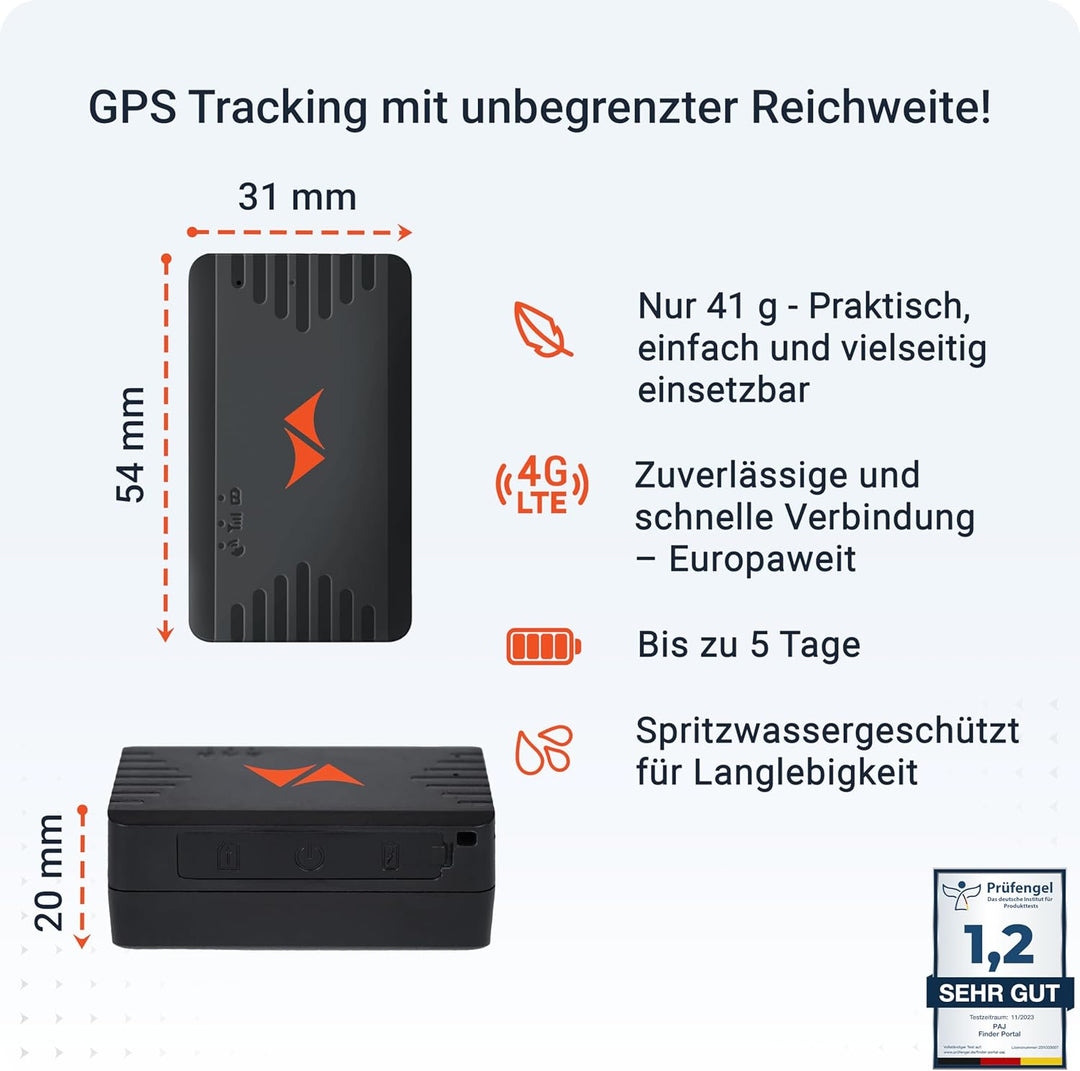 PAJ GPS Tracker - People Finder 4G - Mini GPS Tracker für Kinder, Senioren, Demenz - bis zu 5 Tage A