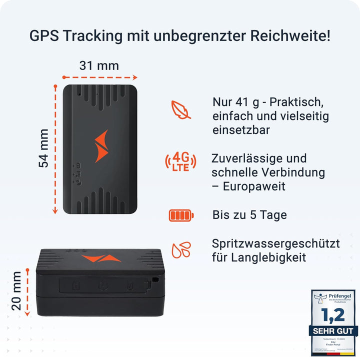 PAJ GPS Tracker - People Finder 4G - Mini GPS Tracker für Kinder, Senioren, Demenz - bis zu 5 Tage A