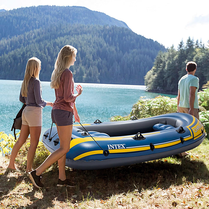Intex Challenger 3 Set Schlauchboot - 295 x 137 x 43 cm - 3-teilig - Blau / Gelb Single, Single