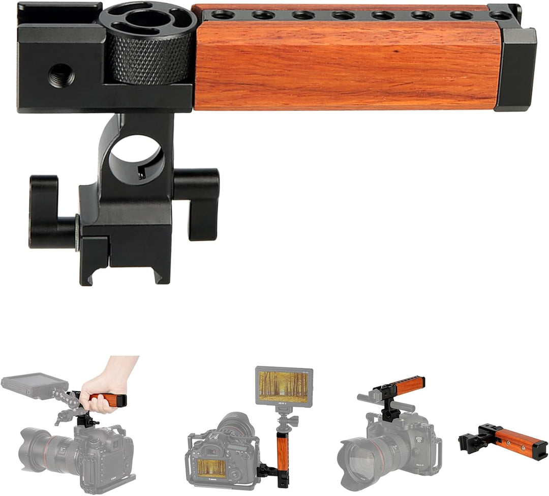 NICEYRIG NATO Griff Kamera Griff Holzgriff mit 15mm Rod klemme Schuhhalter Aufnahmebohrung für ARRI