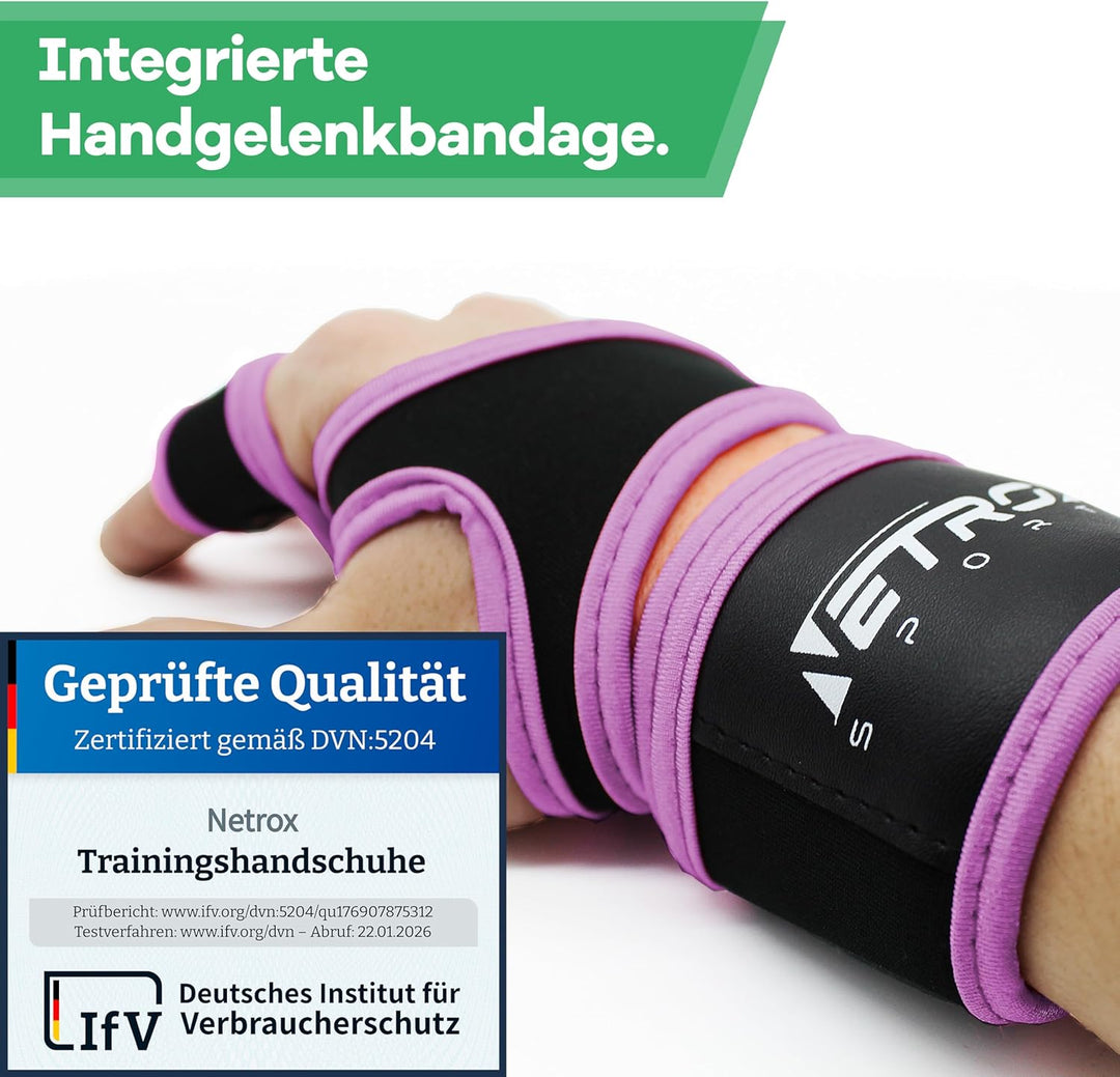 NetroxSports - Trainingshandschuhe mit Handgelenkbandage für Krafttraining Kraftsport - Fitness Hand