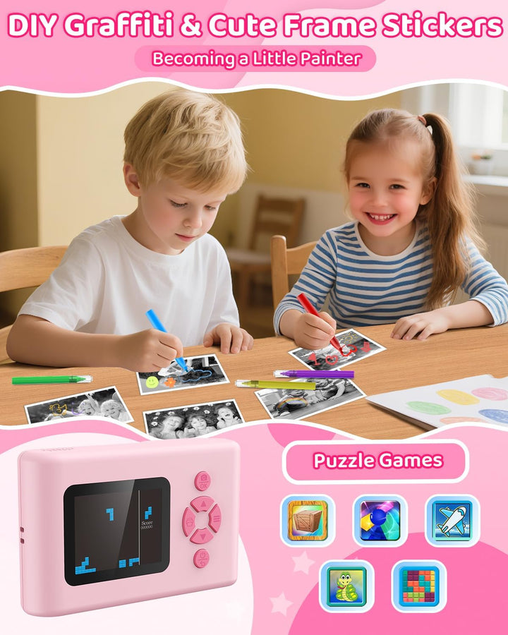 Sofortbildkamera Kinder, 20MP 1080P Digitalkamera Kamera Kinder Sofortdruck, 2,4 Zoll Kinderkamera S