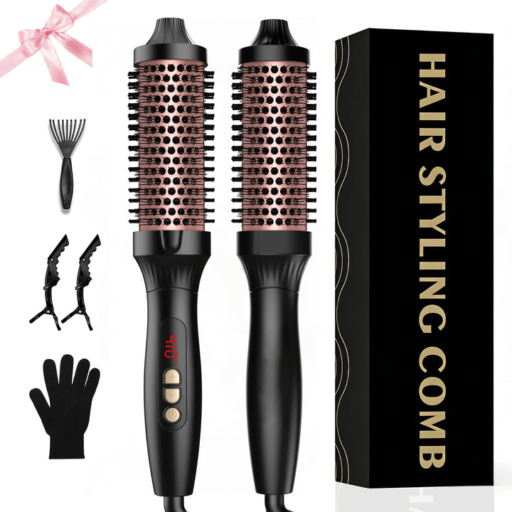 UKLISS Thermobürste Thermal Brush 38mm, Pro Ionische Thermo Rundbürste Lockenbürste mit LCD-Anzeige