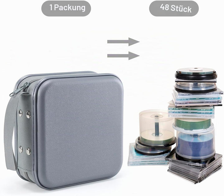 UENTIP CD-Hülle mit 48 Kapazitäten, tragbare DVD-Hülle aus Hartplastik, CD-Organizer, Brieftasche, s