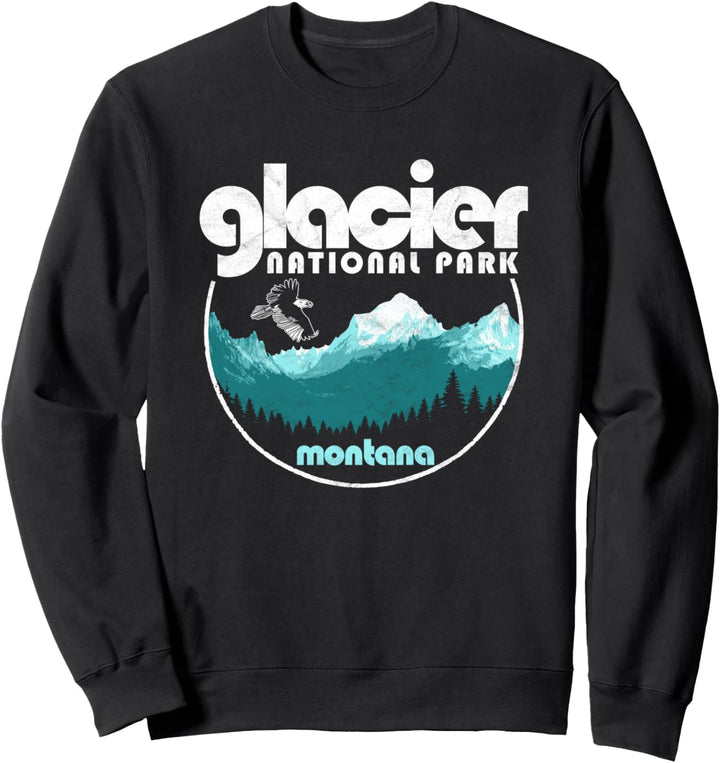 Glacier National Park Montana Retro Style Mountains Sweatshirt