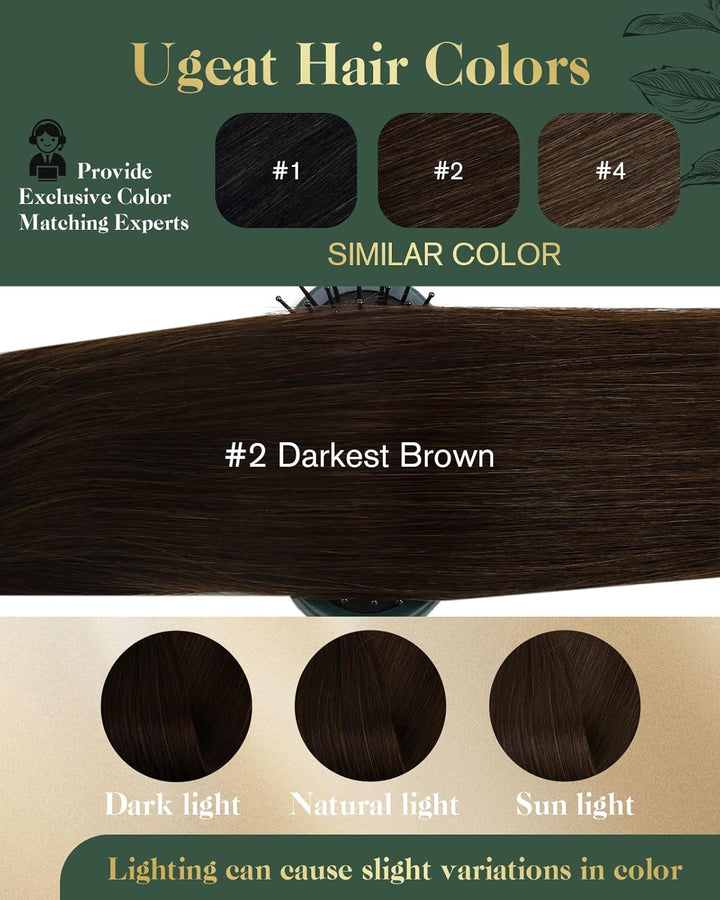 Ugeat Echthaar Extensions Clip Braun 35cm Extensions Echthaar Clip in Echthaar 120 Gramm Clip in Ext