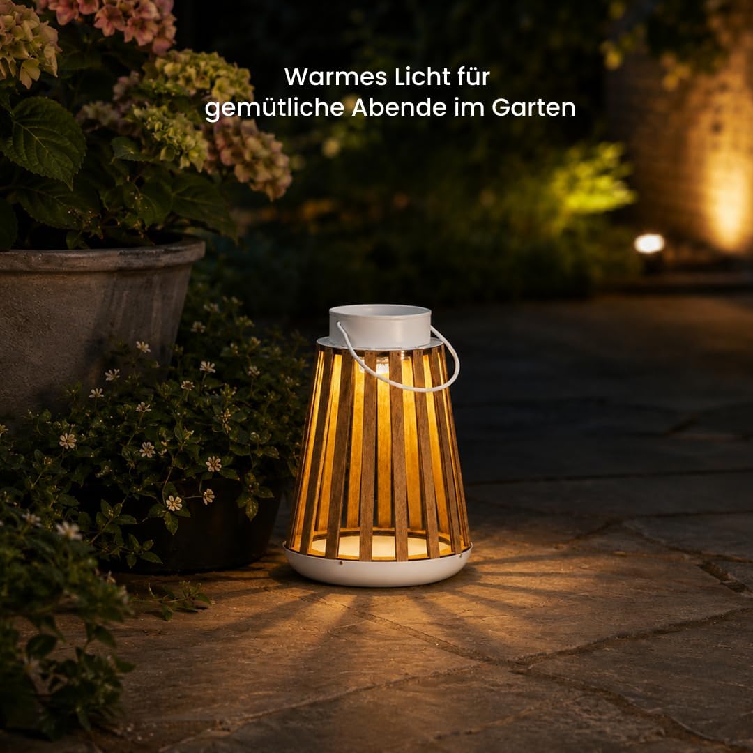 Star LED-Solar-Laterne 'Catania', Holz/Metall, 19x28cm,
