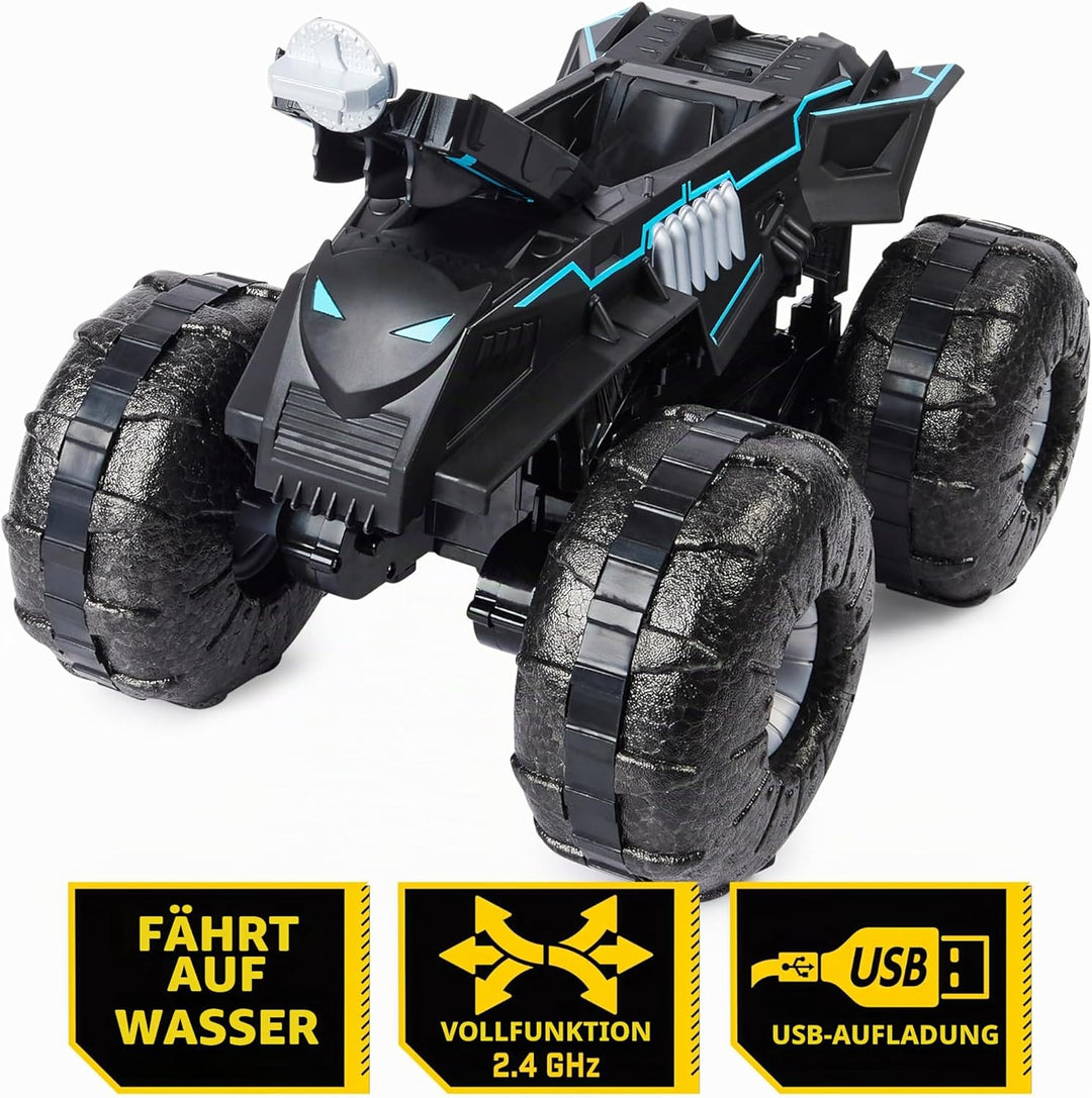 DC Batman All-Terrain Batmobile, ferngesteuertes Amphibienfahrzeug für Land und Wasser mit Platz für