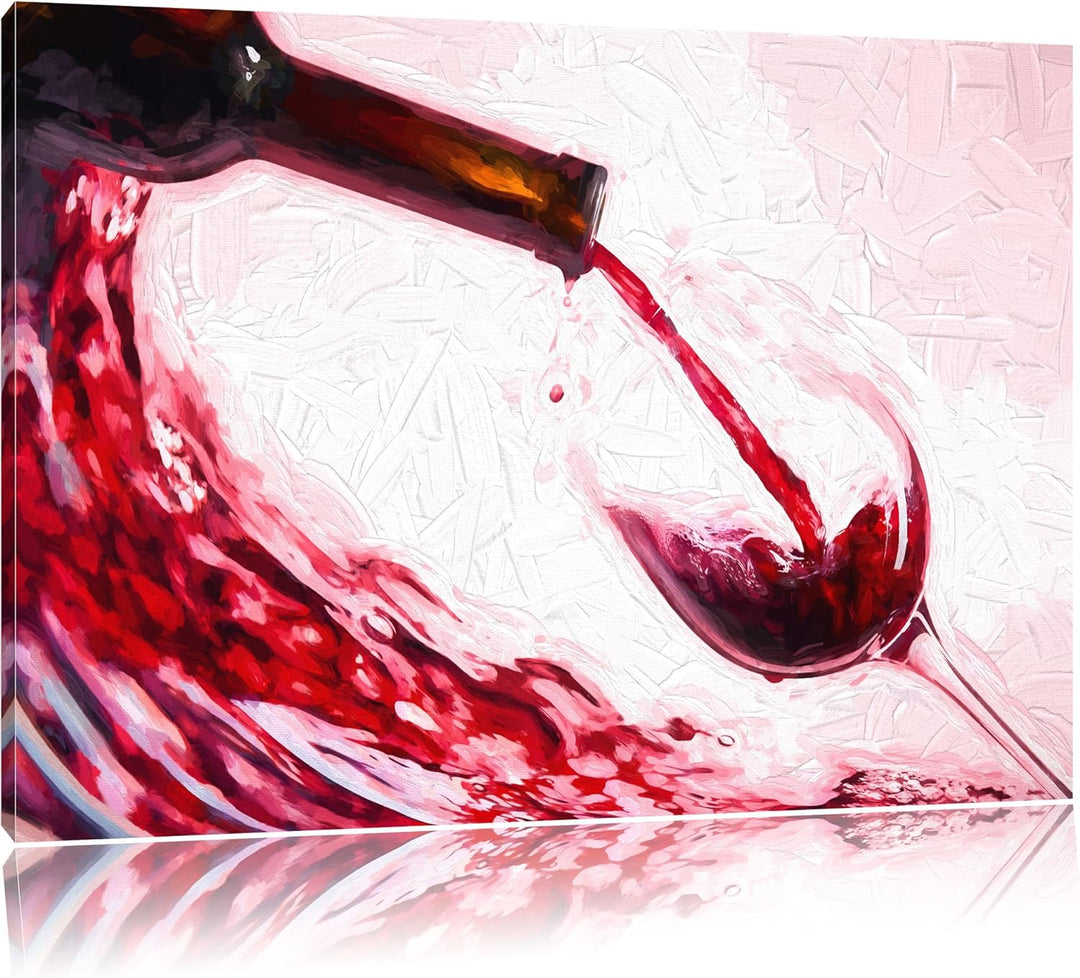 Wein Pinsel Effekt, Format: 100x70 auf Leinwand, XXL riesige Bilder fertig gerahmt mit Keilrahmen, K