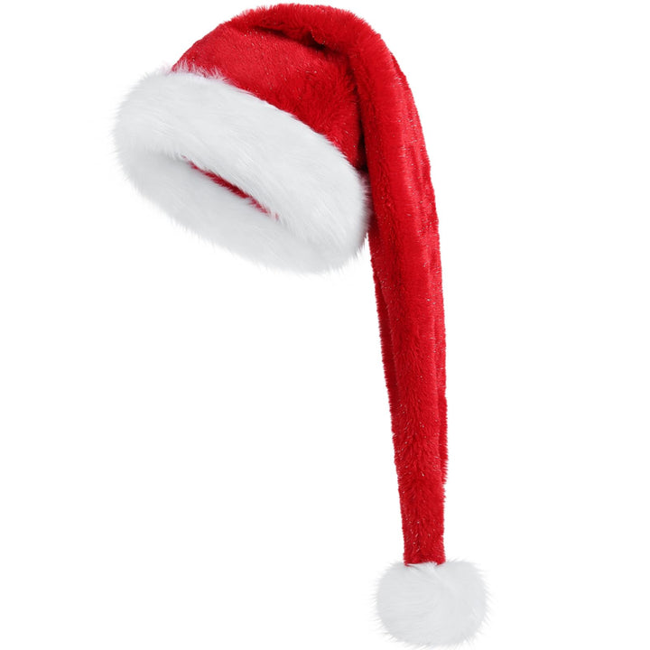 Samt Weihnachtsmannmütze für Erwachsene, Glitzer Seiden Nikolausmütze für Männer und Frauen, doppelt