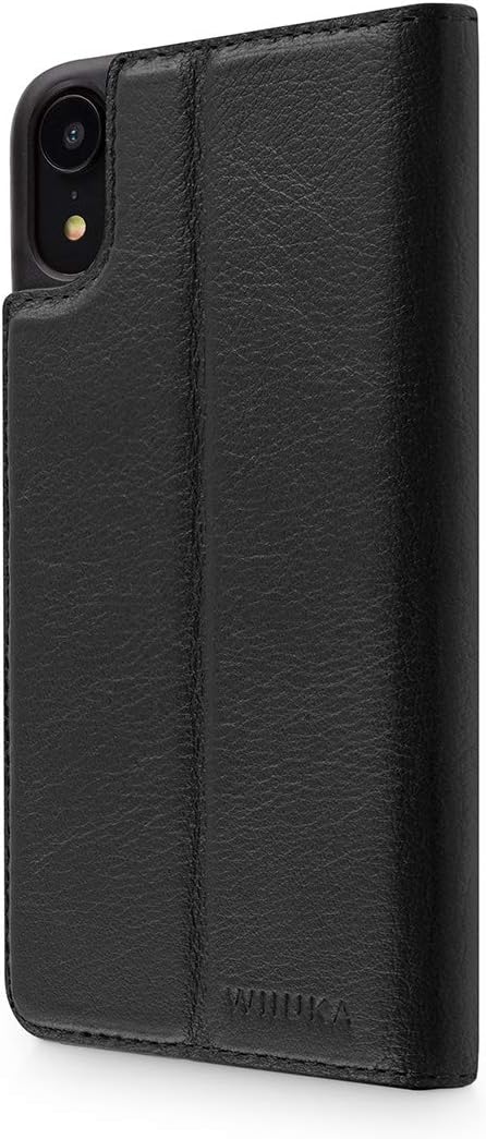 WIIUKA Echt Ledertasche - TRAVEL Nature - für Apple iPhone XR - DEUTSCHES Leder - Schwarz, kabellose