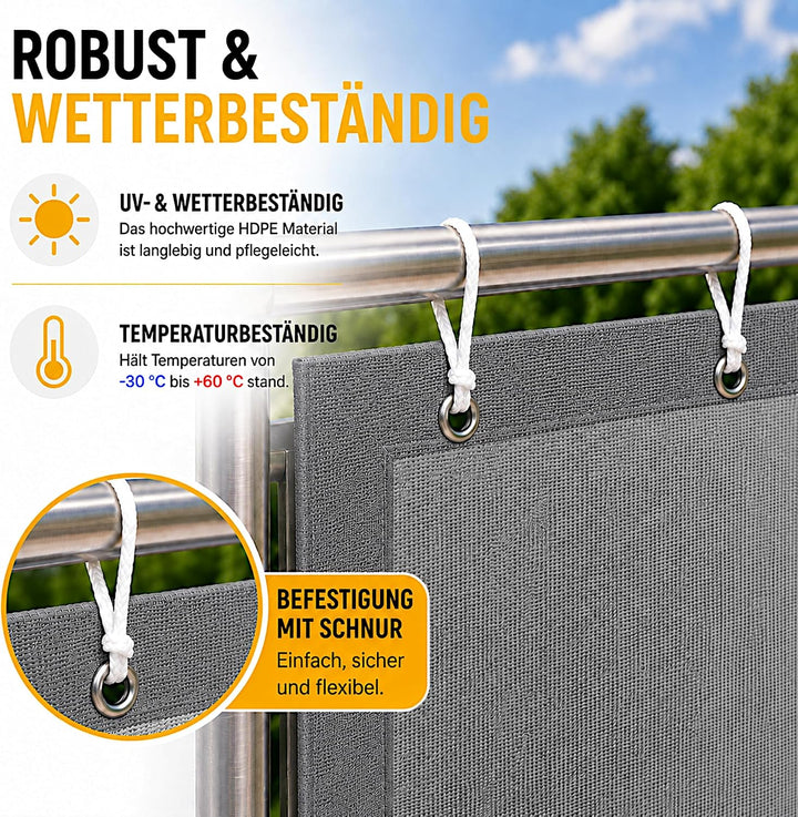 ESTEXO Balkon Sichtschutz/Balkonbespannung Balkonsichtschutz Balkonverkleidung 0,90 m x 6,00 m - Gra