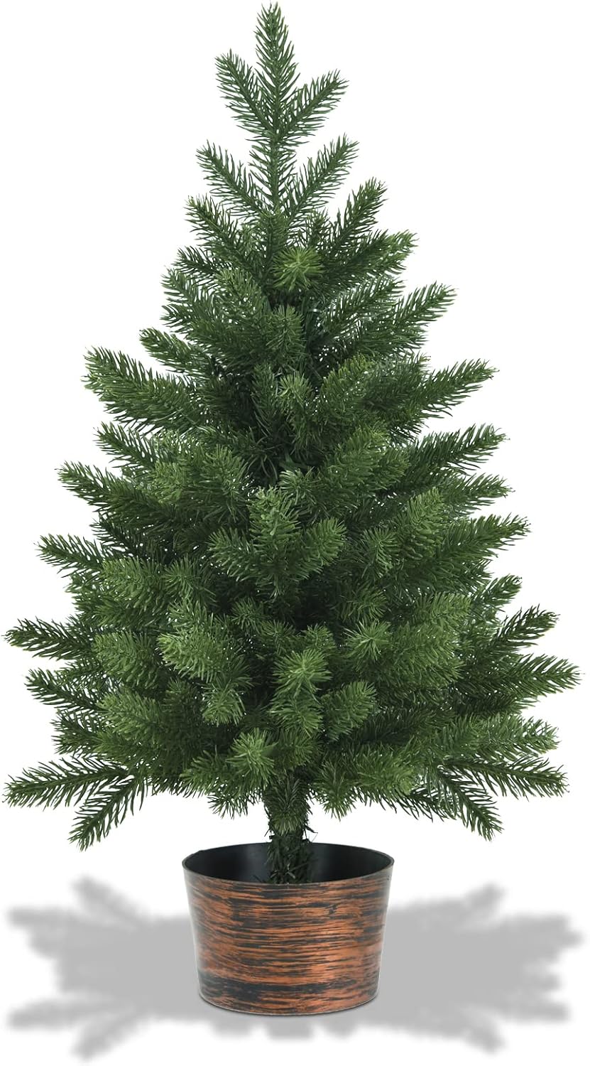 GOPLUS Mini-Weihnachtsbaum 60cm, Künstlicher Tisch Weihnachtsbaum mit 50 Zweigen & Sockel, 100% PE-S