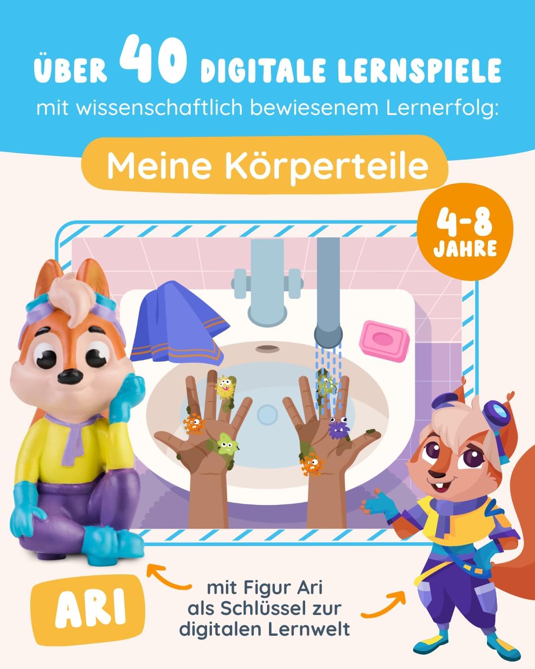 Edurino Figur Ari Meine Körperteile ab 4 Jahren inkl. App | Die Körperteile | Die fünf Sinne | Hygie