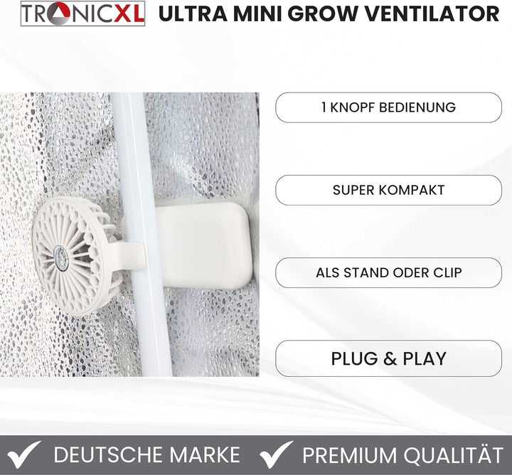 TronicXL 2 Stück Mini USB Ventilator Grow mit Clip Klipp Klemme Klemmventilator I Clipventilator für