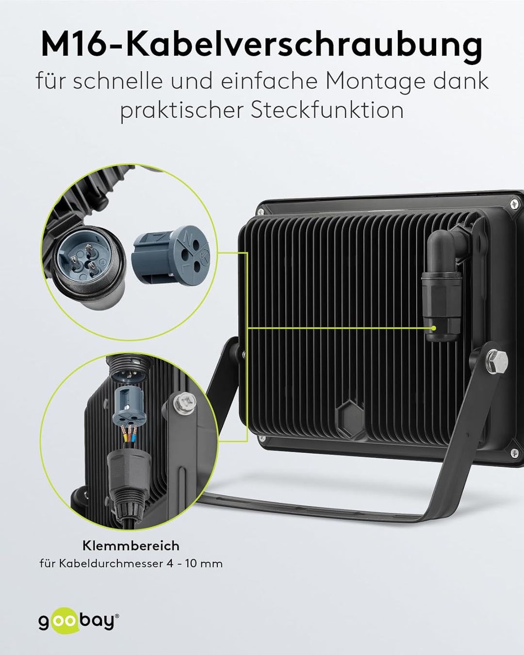 goobay 53876 LED Strahler Aussen 100W / Aussenstrahler IP65 / Neutralweisses Licht 8500 lm/LED Schei