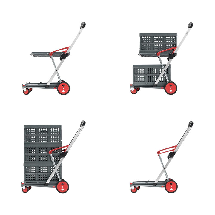 CLAX® Transport-Klappmobil (red Edition) | Plattformwagen | Lager Wagen | Shopping Trolly | inklusiv