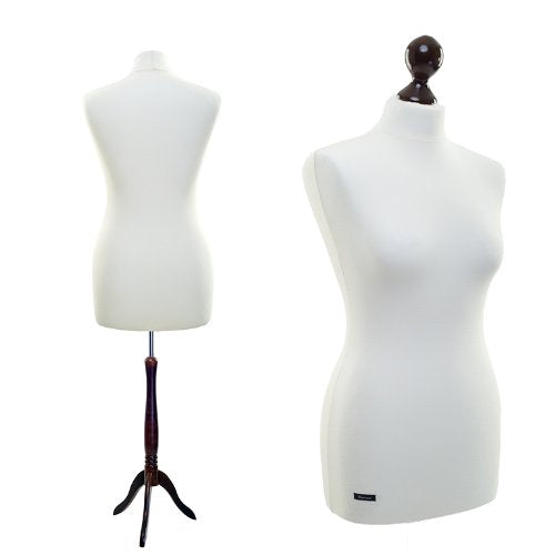 | Schneiderpuppe von LUCCESI | Damen Büste Grösse/Size: XL (44-46) | Bezug Creme-Weiss | Standfuss w