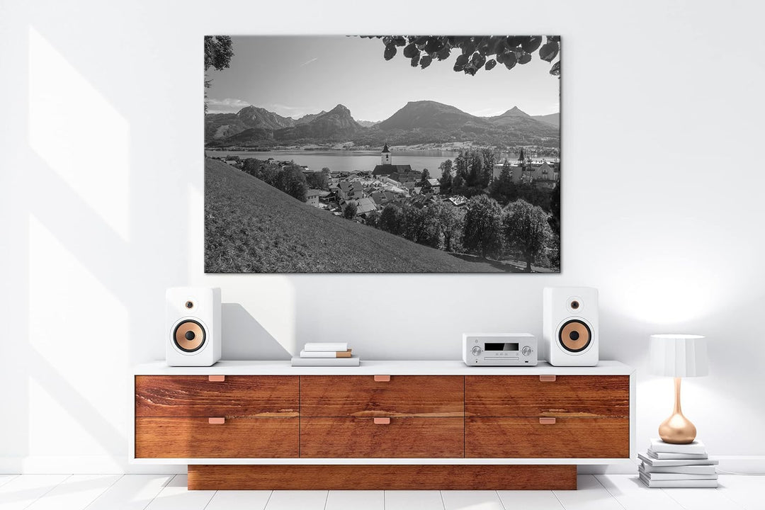 deyoli idyllisches Plätzchen in Österreich Format: 80x60 als Leinwand, Effekt: Schwarz&Weiss, Motiv