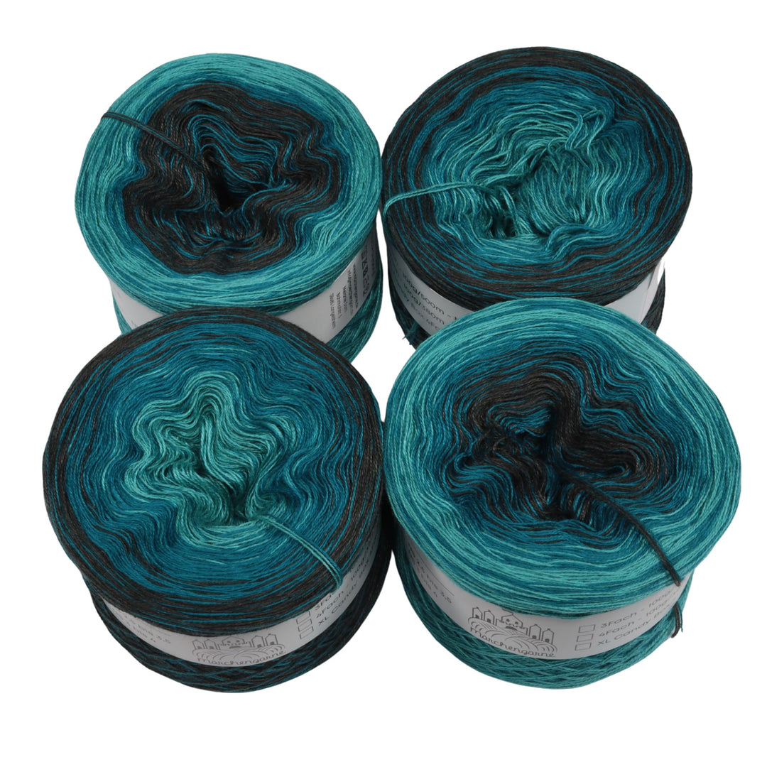 Bobbel Farbverlaufsgarn Cupcakes - Pfefferminzeis Cupcakes Gesamt 280g 3Fädig 4X 350m Wolle bobbel C