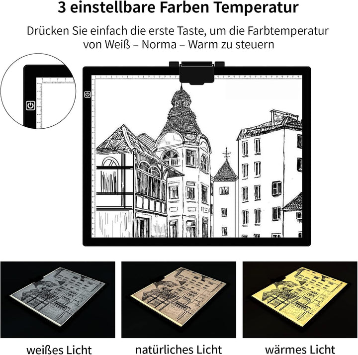 A3 Lichtkasten für Zeichnung Portable einstellbare Helligkeit Led Light Pad Tracing Light Board mit