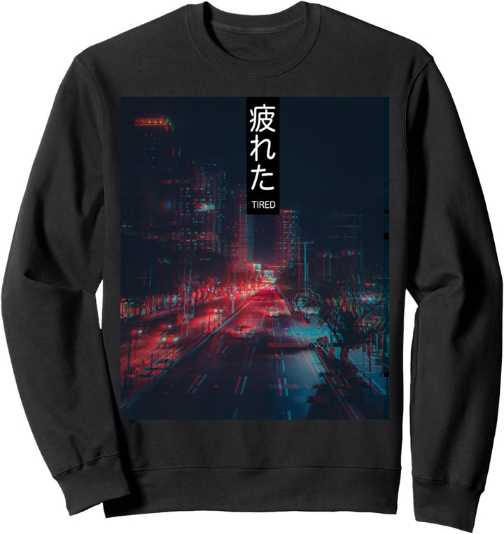 Tired Glitch Aesthetic Style Japan Vaporwave Sweatshirt