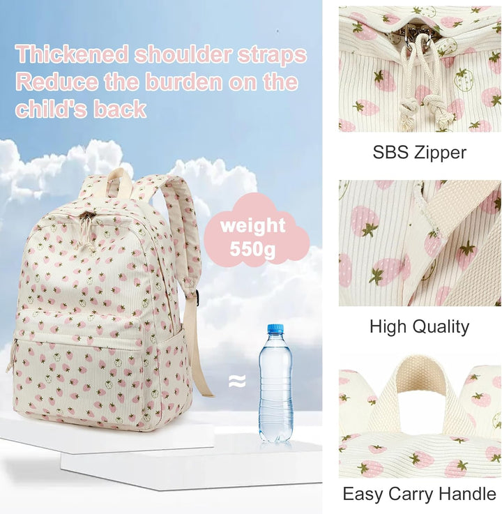 LOIDOU Rucksack für Teenager Mädchen Bookbags Kinderrucksack Kinder Schulrucksack mit Lunchpaket Fed