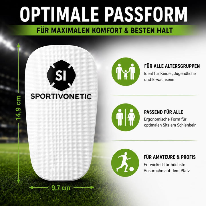 SPORTIVONETIC® High Performance Schienbeinschoner Anpassbar für Erwachsene & Kinder, Damen & Herren