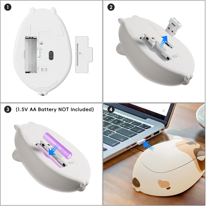 Akko Niedliche Kabellose Maus mit Katzenmotiv, 3200 DPI, Tri-Mode-Verbindung, Bluetooth 3.0/5.0/2.4G