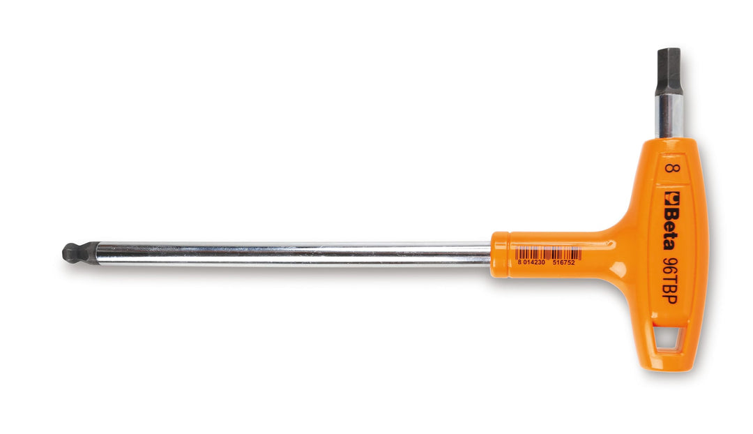 Beta 96TBP 6 - Sechskant-stiftschlüssel, gebogen, mit kugelförmigem kopf und griff 6.0 mm, 6.0 mm
