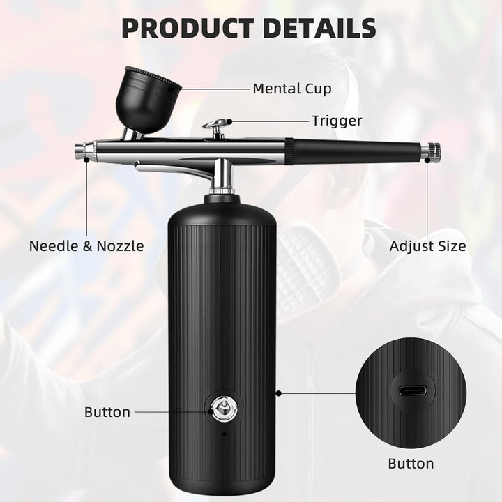 Airbrush-Kit mit Kompressor - Wiederaufladbares, Tragbares, Verstopfungsfreies Hochdruck-Airbrush-Se