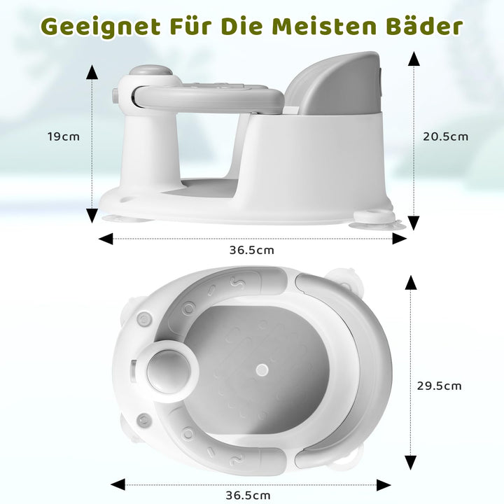Baby Badesitz - Badewannensitz ab 6 bis 24 monate - Badewannen mit 4-starken Saugnäpfen und 360° Run