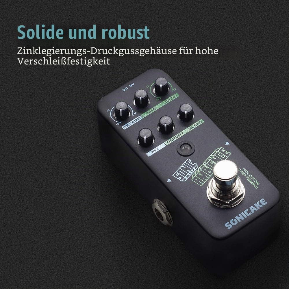 SONICAKE Delay und Reverb Gitarre Effektpedal Sonic Ambience Multi Mode Tap Tempo, Delay und Reverb