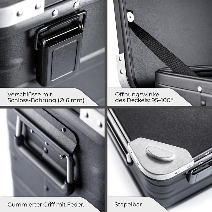 AluVault 081L – Alubox mit Deckel, Aluminium Aufbewahrungsbox, Alukiste, Spritzwassergeschützt, Stau