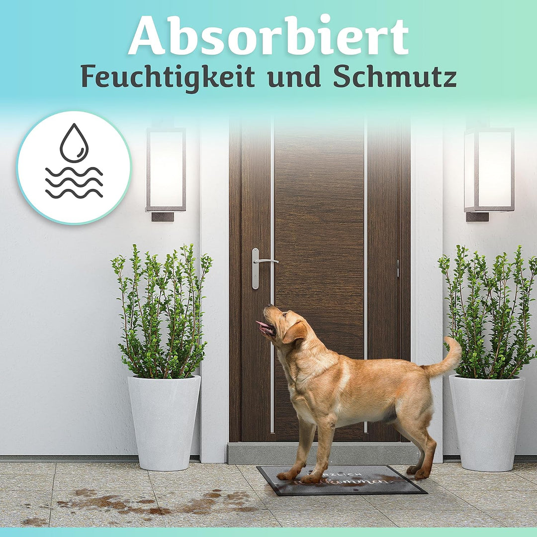 Bodenständig Blitzsauber: Die ultimative Fussmatte für innen - Grau Willkommen in 40x60cm saugstarke