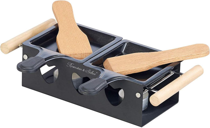 Rosenstein & Söhne Raclette mit Kerzen: Teelicht-Raclette für 2 Personen, mit Schabern und Teelichte