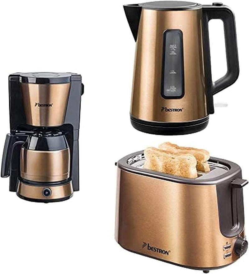 Bestron Kaffeemashine mit Kanne für 8 Tassen Kaffee + Bestron Wasserkocher (1,7 Liter) + Bestron Toa