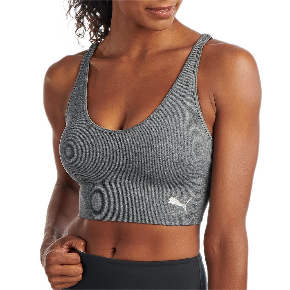 PUMA Damen Mirrored Seamless Sports Bra Mirrored Seamless Sports Bra M Medium Heather Grey, M Medium