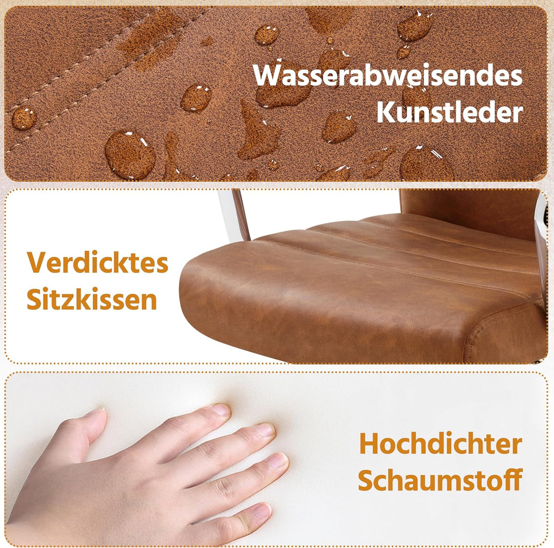 Yaheetech Bürostuhl ergonomischer Schreibtischstuhl, Drehstuhl mit Rollen, Bürohocker mit Armlehnen,