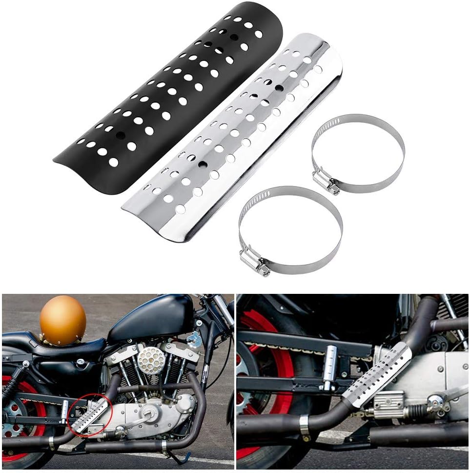 Keenso Motorrad Auspuff Hitzeschutzblech mit Loch, Motorrad 50mm-70mm Auspuff Endschalldämpfer Hitze