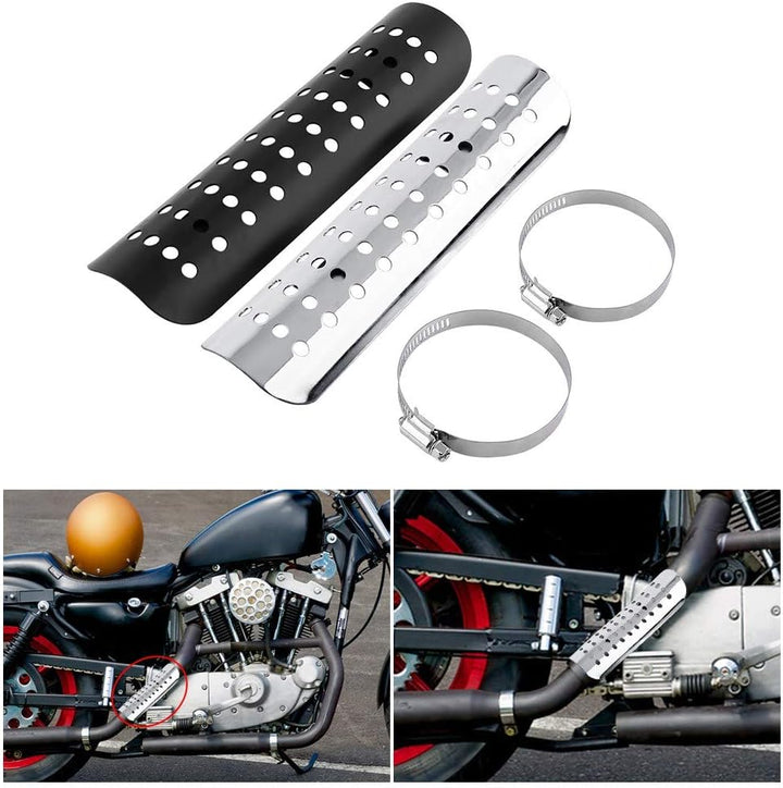 Keenso Motorrad Auspuff Hitzeschutzblech mit Loch, Motorrad 50mm-70mm Auspuff Endschalldämpfer Hitze