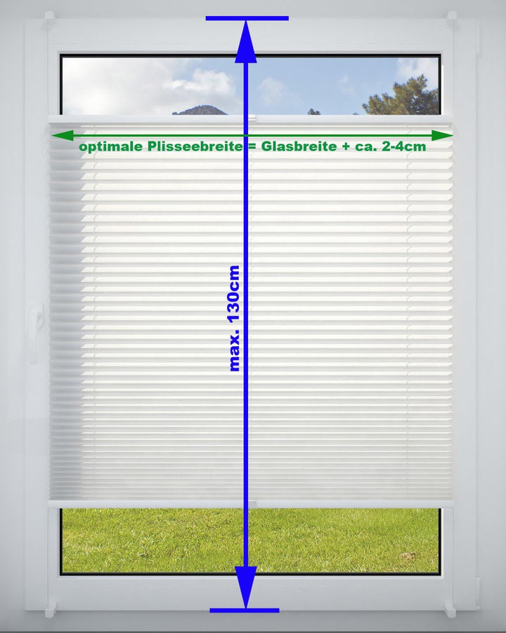 DécoProfi Plissee ohne Bohren Weiss 120cm x 130cm (max. Gesamthöhe Fensterflügel) I Verspannte Pliss