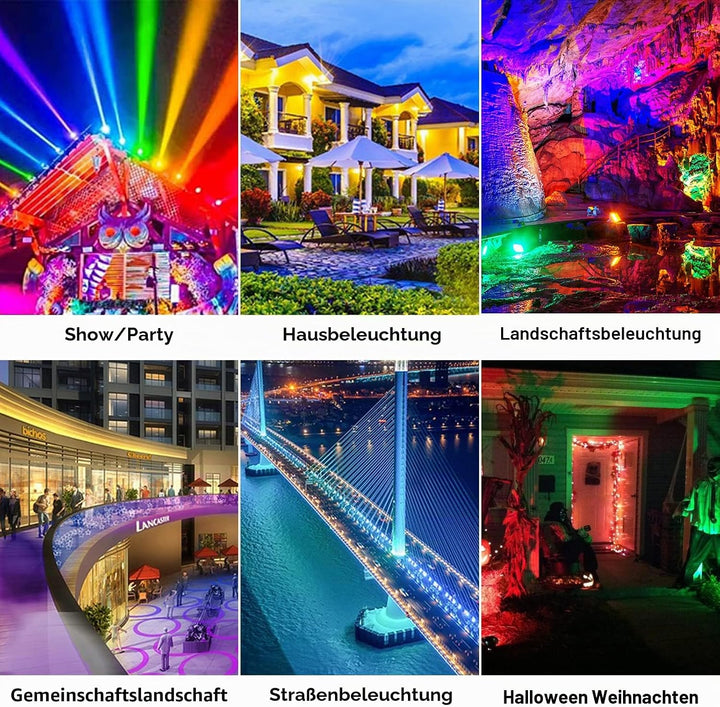 Eleganted RGB Flutlichter 2pcs 100W LED Strahler Bunt Bluetooth App Steuerung,16 million Farben Farb