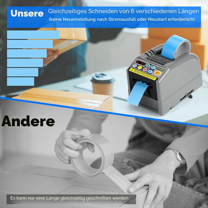 Bandschneidemaschine, automatischer Klebebandabroller, Bandbreite 6–60 mm, Länge 5–999 mm, transpare