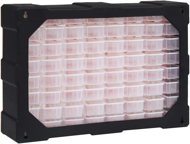 Myheimly Multi-Schubladen-Organizer mit 64 Schubladen 52x16x37,5 cm Orange und Schwarz 64 Schubladen