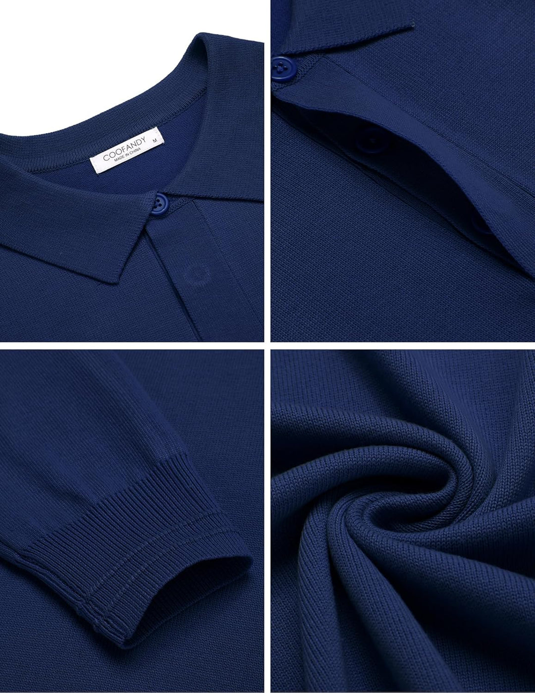 COOFANDY Polo Pullover Herren Strick Poloshirt Langarm Strickpullover mit Polokragen Business Pullov