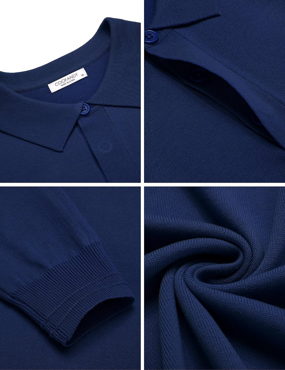 COOFANDY Polo Pullover Herren Strick Poloshirt Langarm Strickpullover mit Polokragen Business Pullov