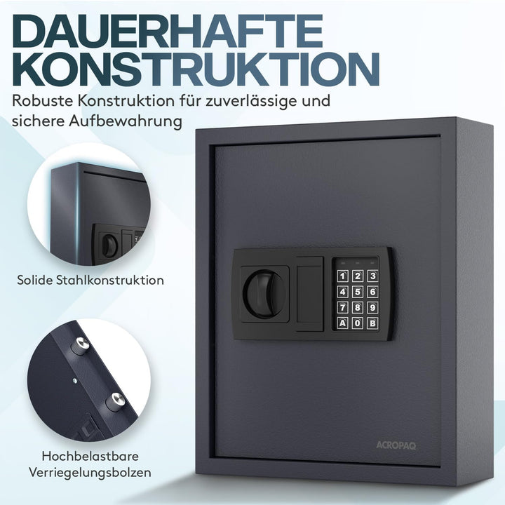 ACROPAQ Schlüsselschrank mit Zahlencode - Für bis zu 48 Schlüssel, Inkl. 48 Anhänger, Mit elektronis